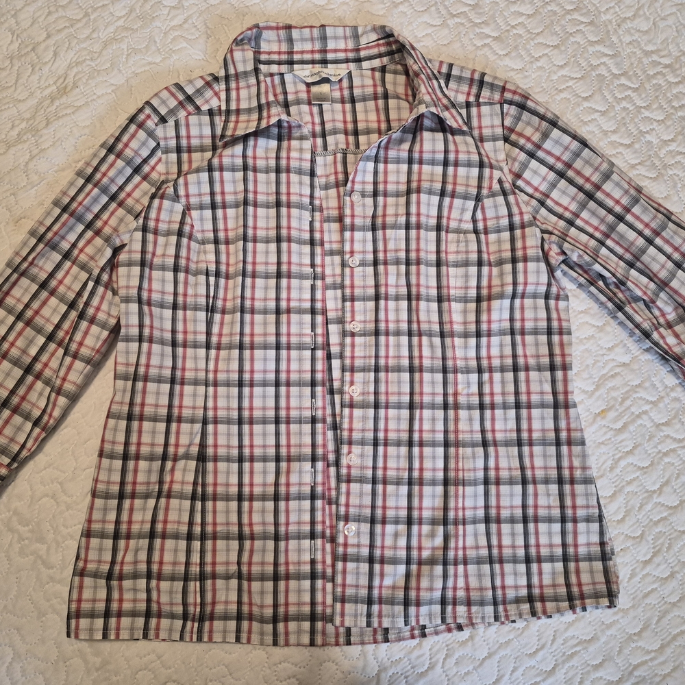 Christopher & Banks Red and Black Plaid Shirt